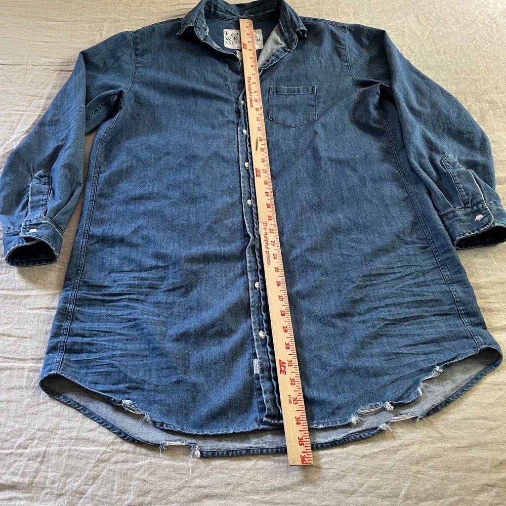 Frank & Eileen Mary Classic Chambray Shirt Dress Medium Blue - Picture 5 of 6